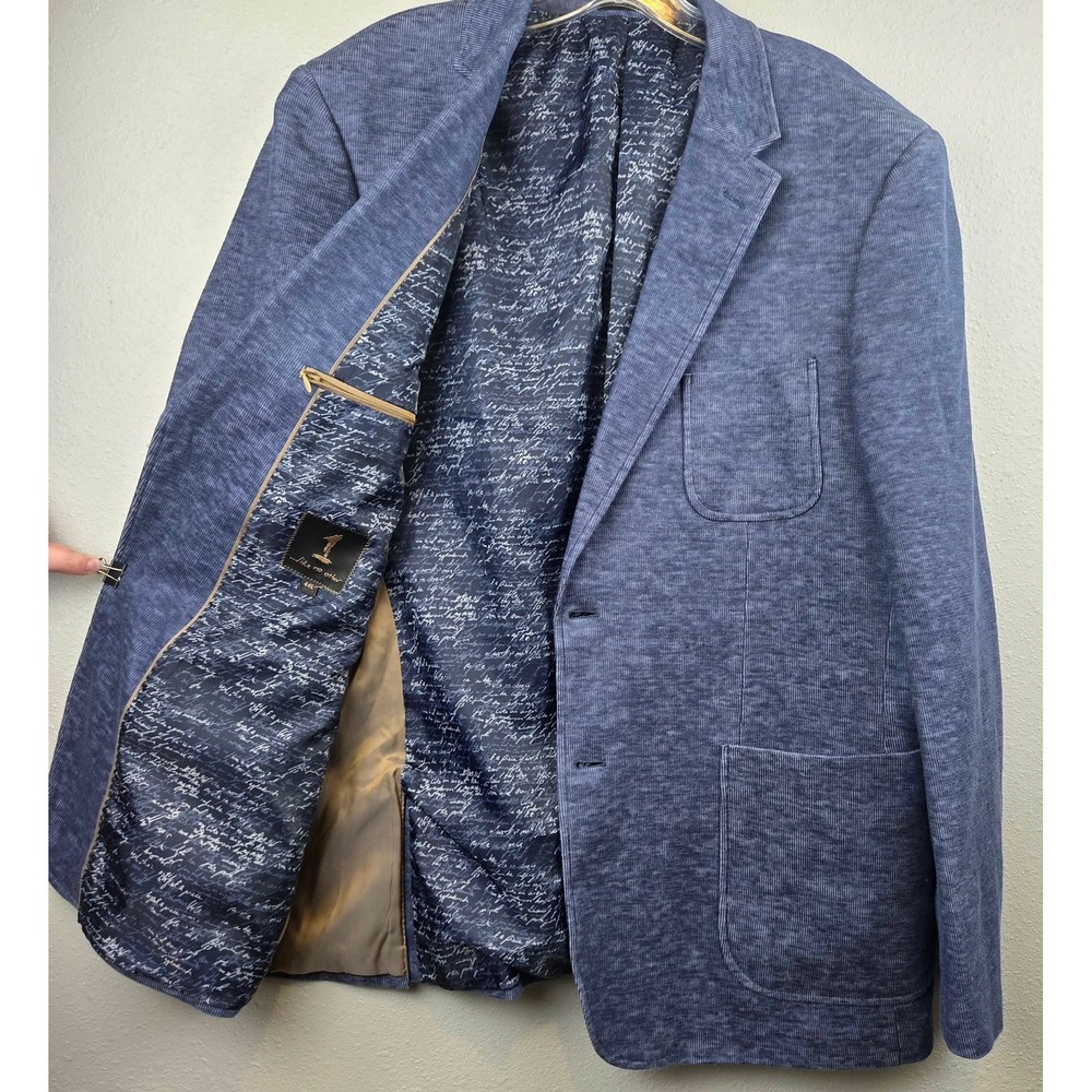 1 Like No Other Mens Blue Textured Knit Blazer Sport Coat Jacket 44L